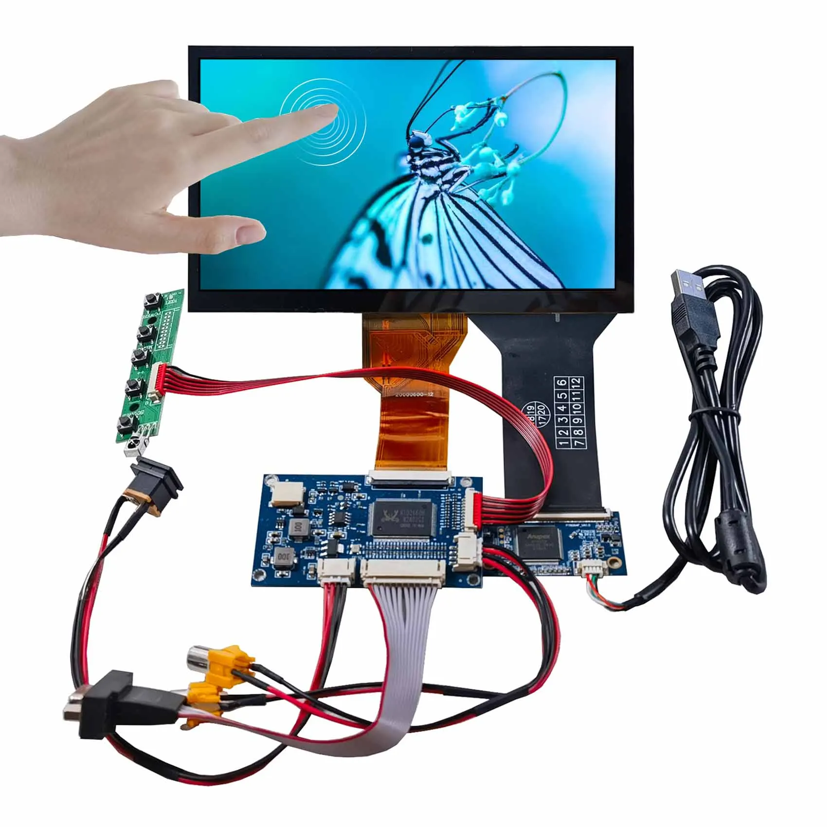 Lcd Car Display Speedometer Lcd Display With Capacitive Touch Screen Panel Vga 2Av Reversing Board 800X480 7 Inch Lcd Screen