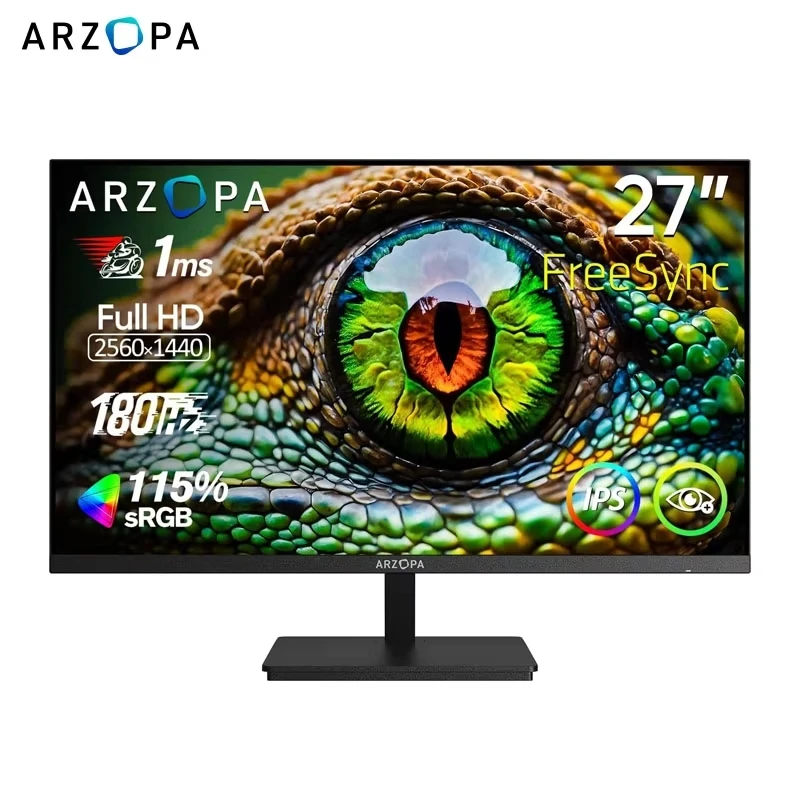 ARZOPA 27인치 180hz 2560*1400 게이밍 모니터 QHD 2K 모니터 PC용 고속 IPS 타입-C, 삼성 DeX 모드, FreeSync M1RC