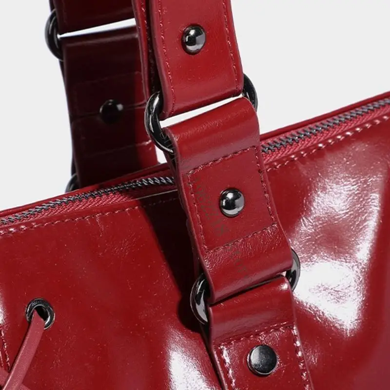 

Multipurpose Motorcycle Punk PU Shoulder Bag with Tie for Daily Use 066F
