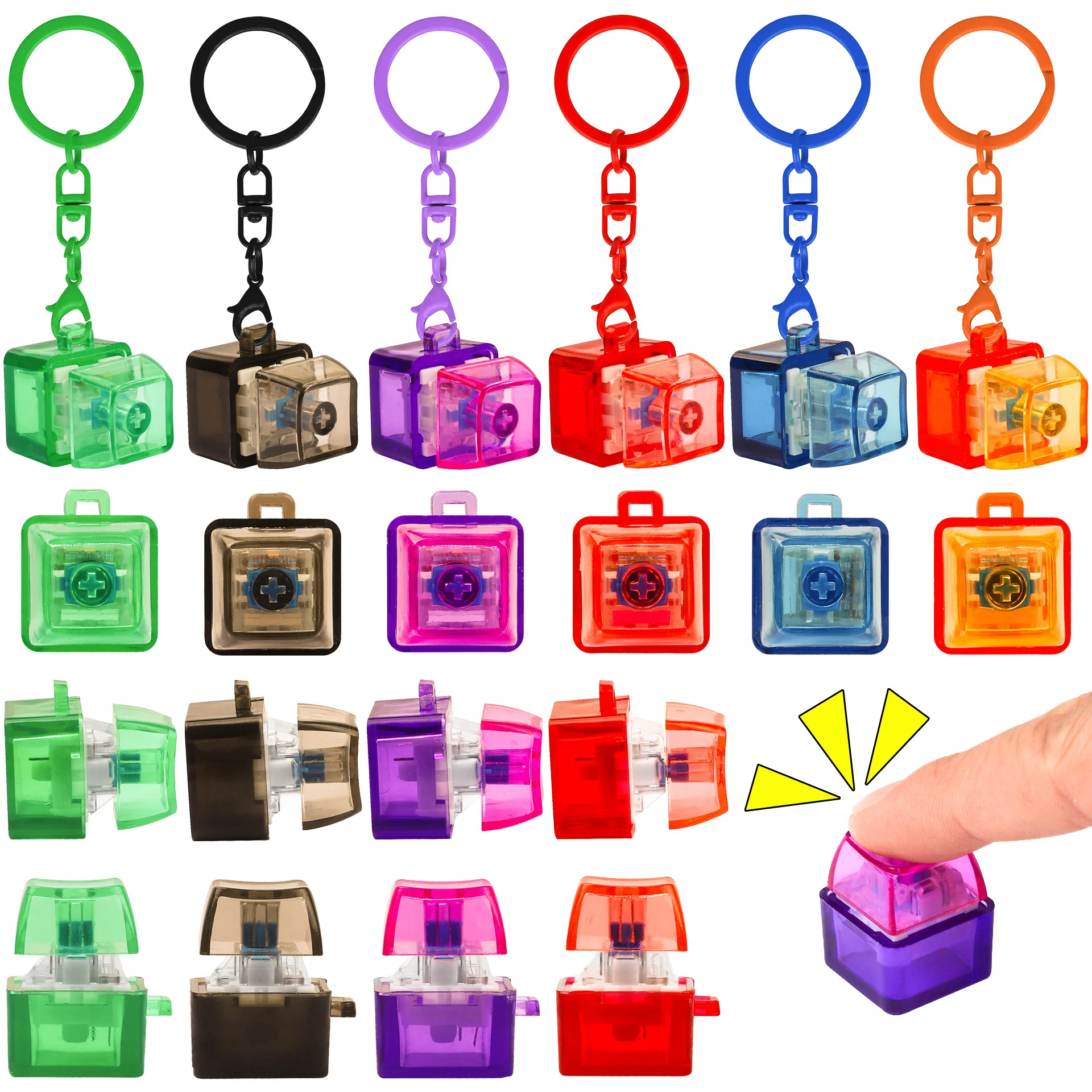 Decompression Keychain Fidget Mechanical PC Keyboard Button Clicker Toy EDC Keyboard Shaft Tester Stress Relief Sensory Toy