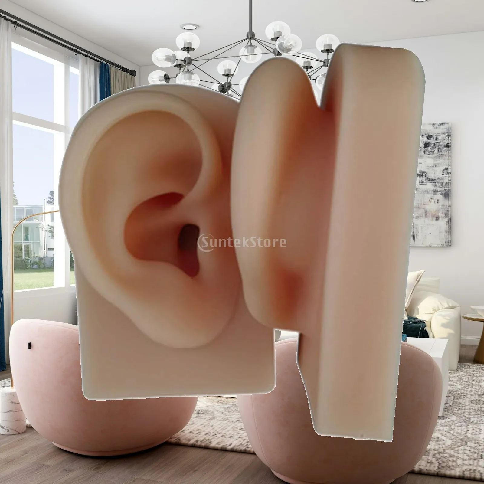 Realistic Simulation Human Ear Model Skin Color Silicone for Jewelry Display Piercing Training Teaching Aid