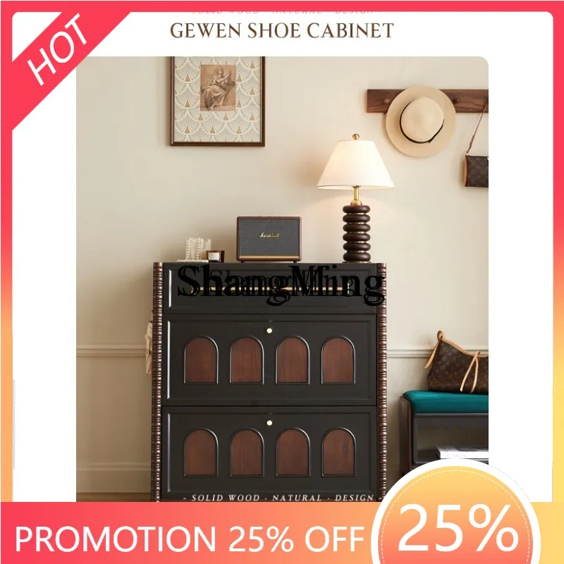 

CL solid wood home shoe cabinet new medieval home door storage integrated against the wall