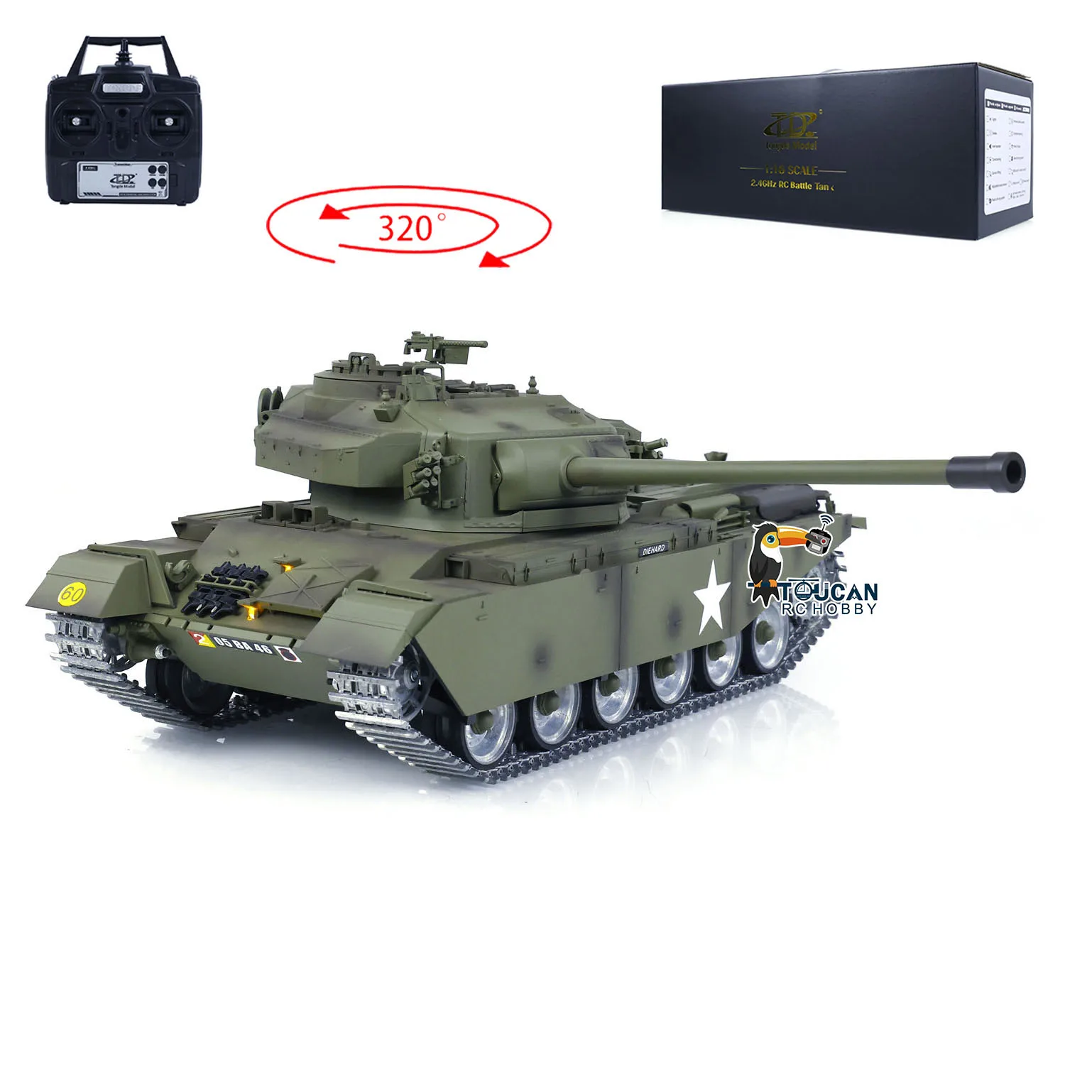 Tongde 1:16 RC Tank British Centurion MK5 Remote Control BB & Infrared Battle Tank Metal Tracks Wheels RTR Barrel Recoil Model