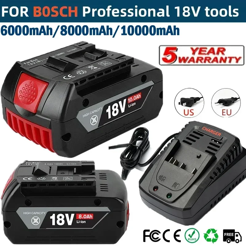 

For Bosch 18V 10.0Ah Rechargeable Lithium Battery, 18V Professional Tools Battery，BAT609,BAT618, BAT610, BAT619G, BAT620 Bttery