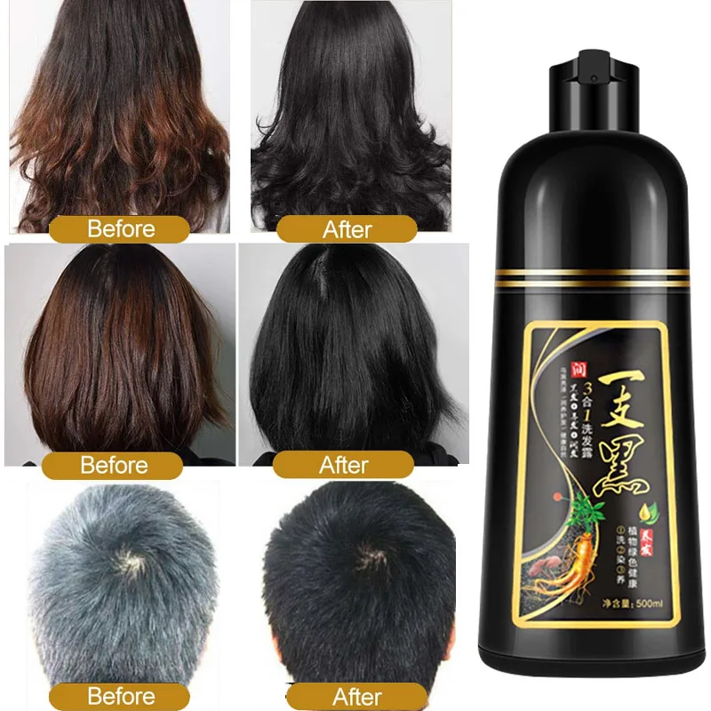 MEIDU 400ML Organic Natural Black Hair Dye Only 30 Minutes Ginseng Extract Black Hair Dye Shampoo For Cover Gray White Hair