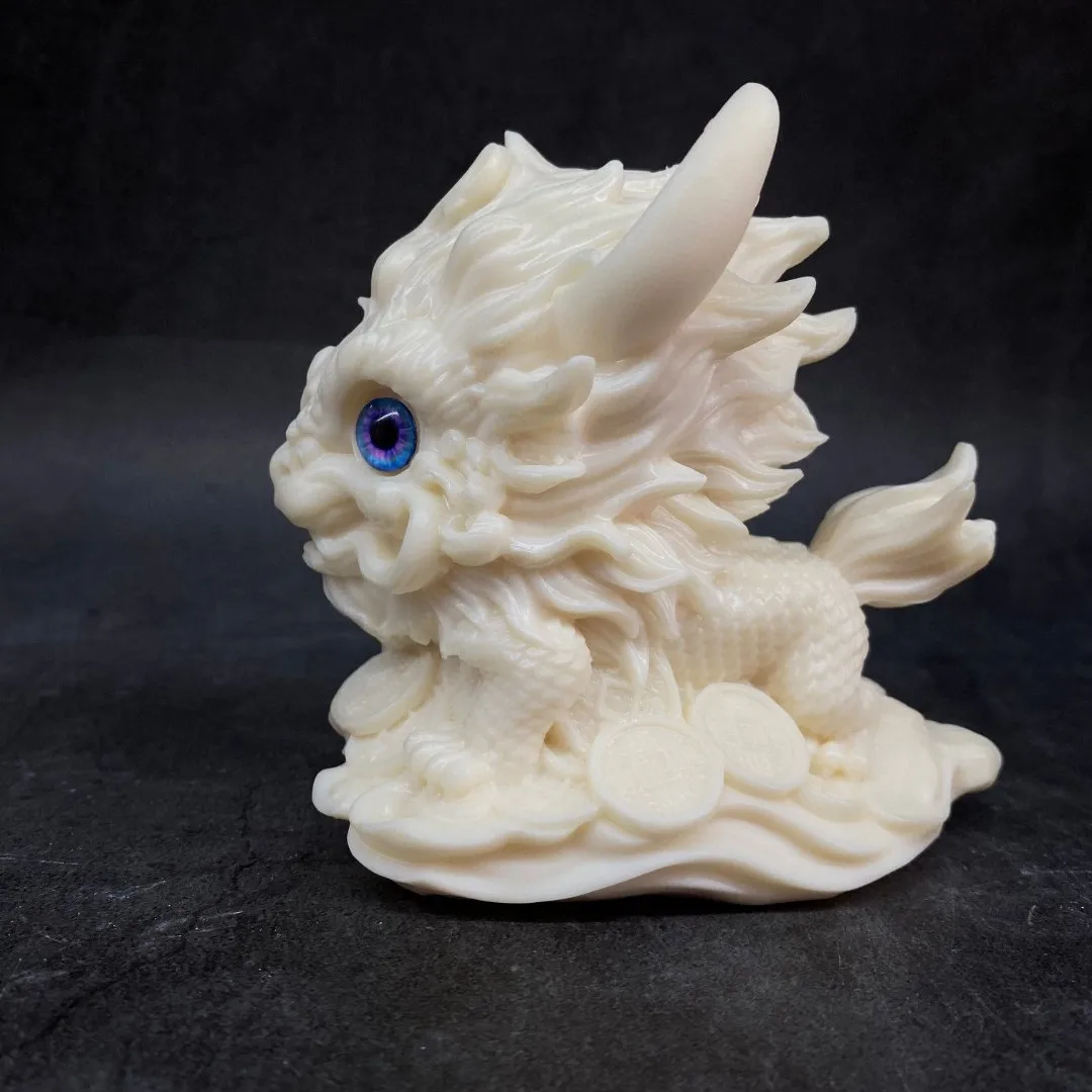 Hand Carved Tagua Nut Qilin Statue Wealth Attracting Lucky Mascot Home Desktop Tea Pet Car Dashboard Wenwan Decor Gift