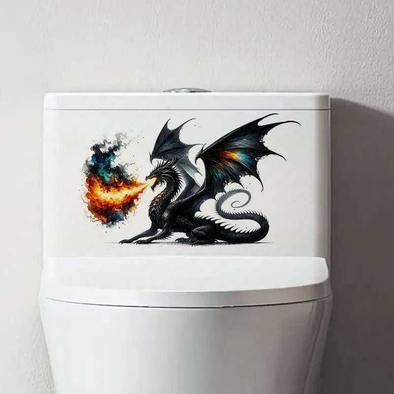 Fiery Majestic Dragon Toilet Stickers Decoration for Living Room, Wall, Bedroom