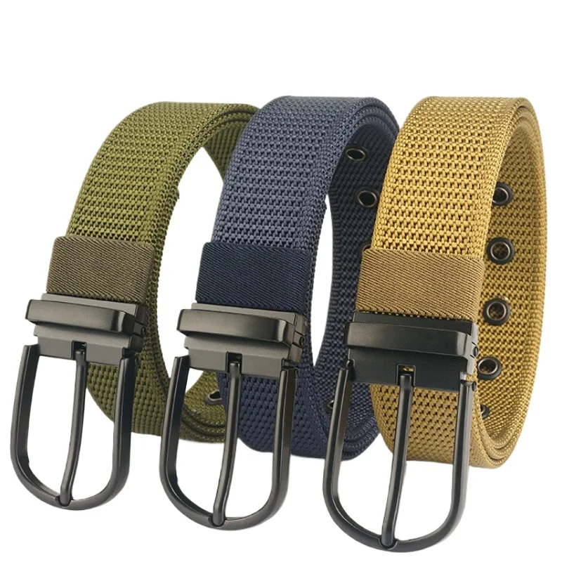 New 35mm Black Alloy Pin Buckle Nylon Belt Unisex Casual Versatile Tactical Belts for Women and Men