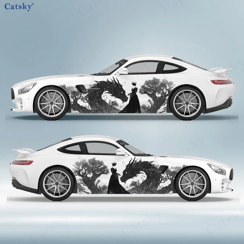 

Black Dragon Woman Cool Car Vinyl Wraps Decal Self-adhesive PVC Sticker Suitable for Trucks SUV Decoration Auto Accessories Gift