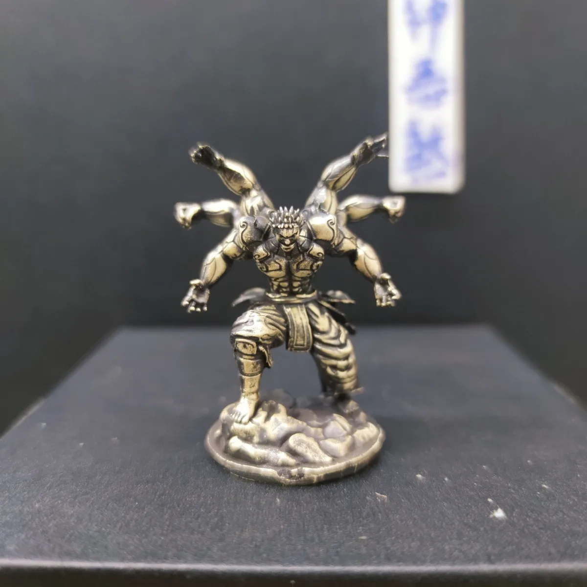 Brass Multi-Arm Warrior Mini Figurine Fantasy Character Model Wargame Diorama Desktop Collectible Craft Ornament