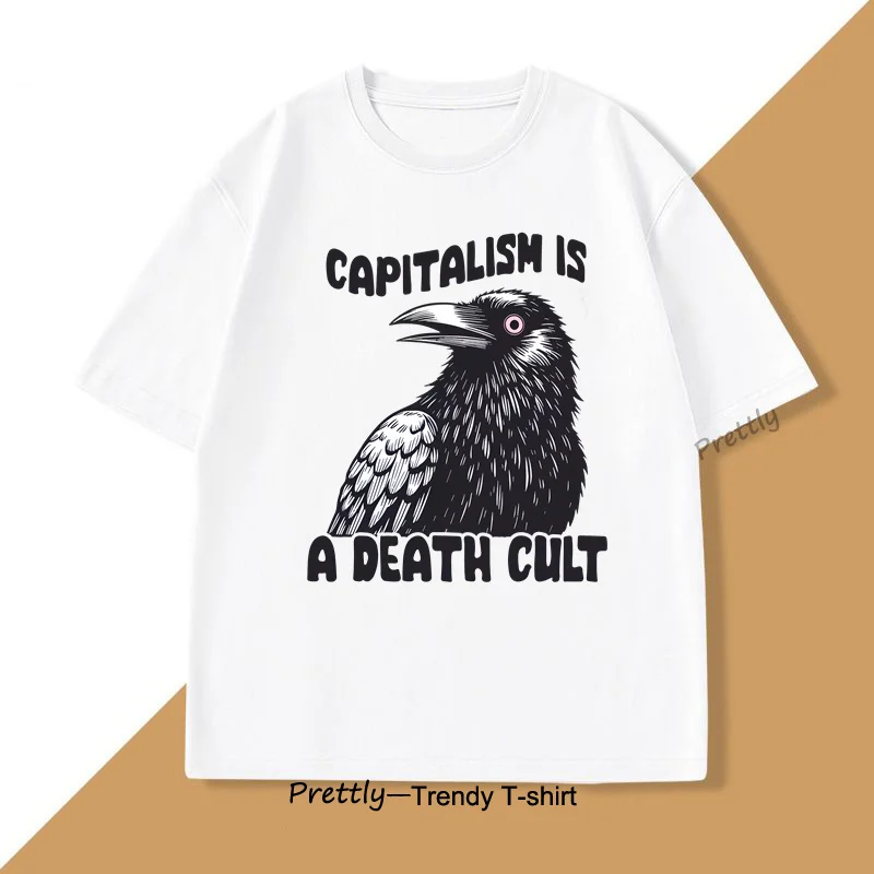 Vintage Capitalism Is A Death Cult T-Shirt Men Women Graphic T Shirts High Qualtity Oversized T-shirt for Men Short Sleeve Tee