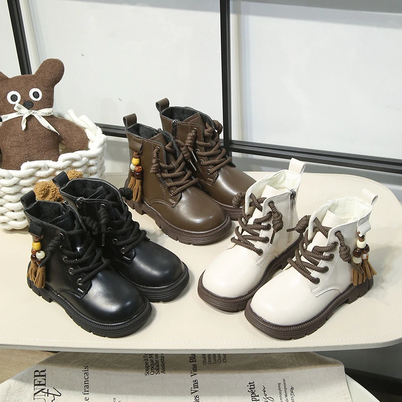 

Kids Short Boots Fashion Boys Shoes Autumn Winter Leather Children Boots Non-Slip Toddler Girls Boot Toddler Snow Shoes