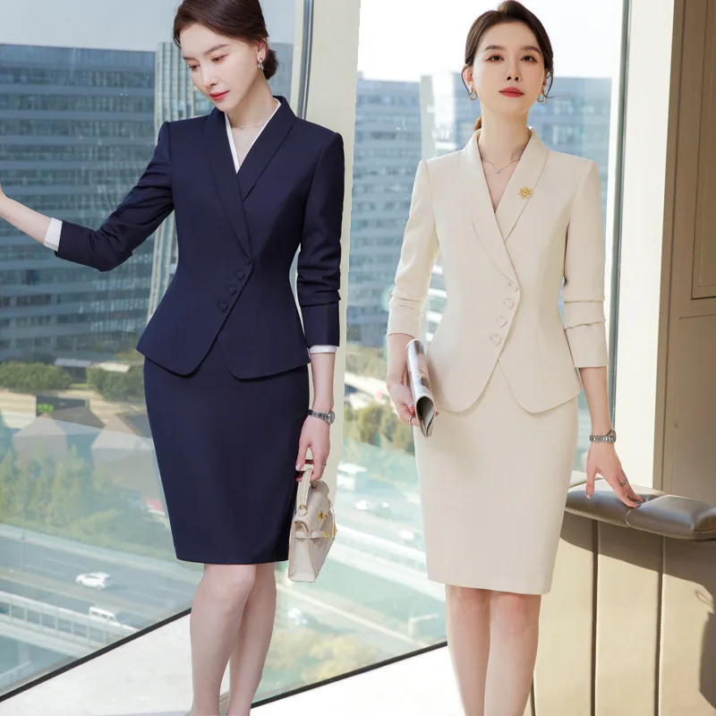 2024Spring and Autumn New Suit Suit Women's Waist-Tight Slimming and Fashionable Elegant Business Suit in Charge of Jewelry Stor