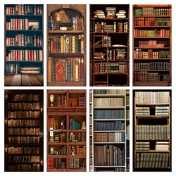 Biblioteka 3D drzwi naklejki tapeta winylowa samoprzylepne DIY na regał sypialnia dekoracja gabinetu wystrój domu naklejka malowidła