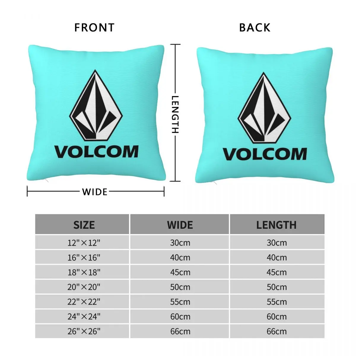 Volcom-正方形の枕カバー,ポリエステル枕カバー,クッション,ジッパー付き,快適,家庭用,車用,26