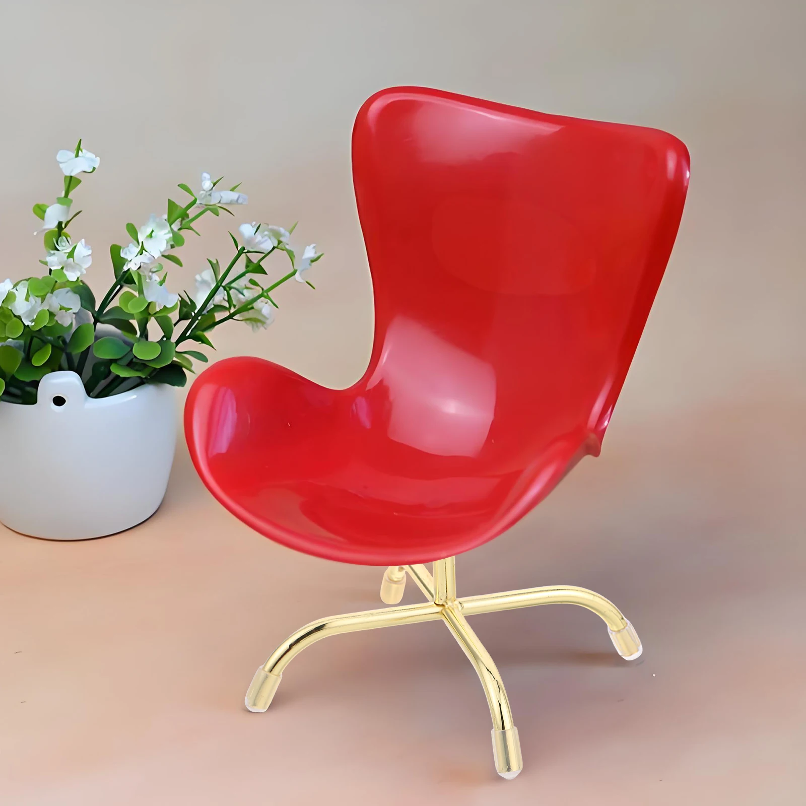 1 قطعة قاعدة كرسي صغير: مقياس 1:6 أرجل دوارة معدنية فضية لبيت الدمى ملحقات أثاث المكاتب دعائم التصوير