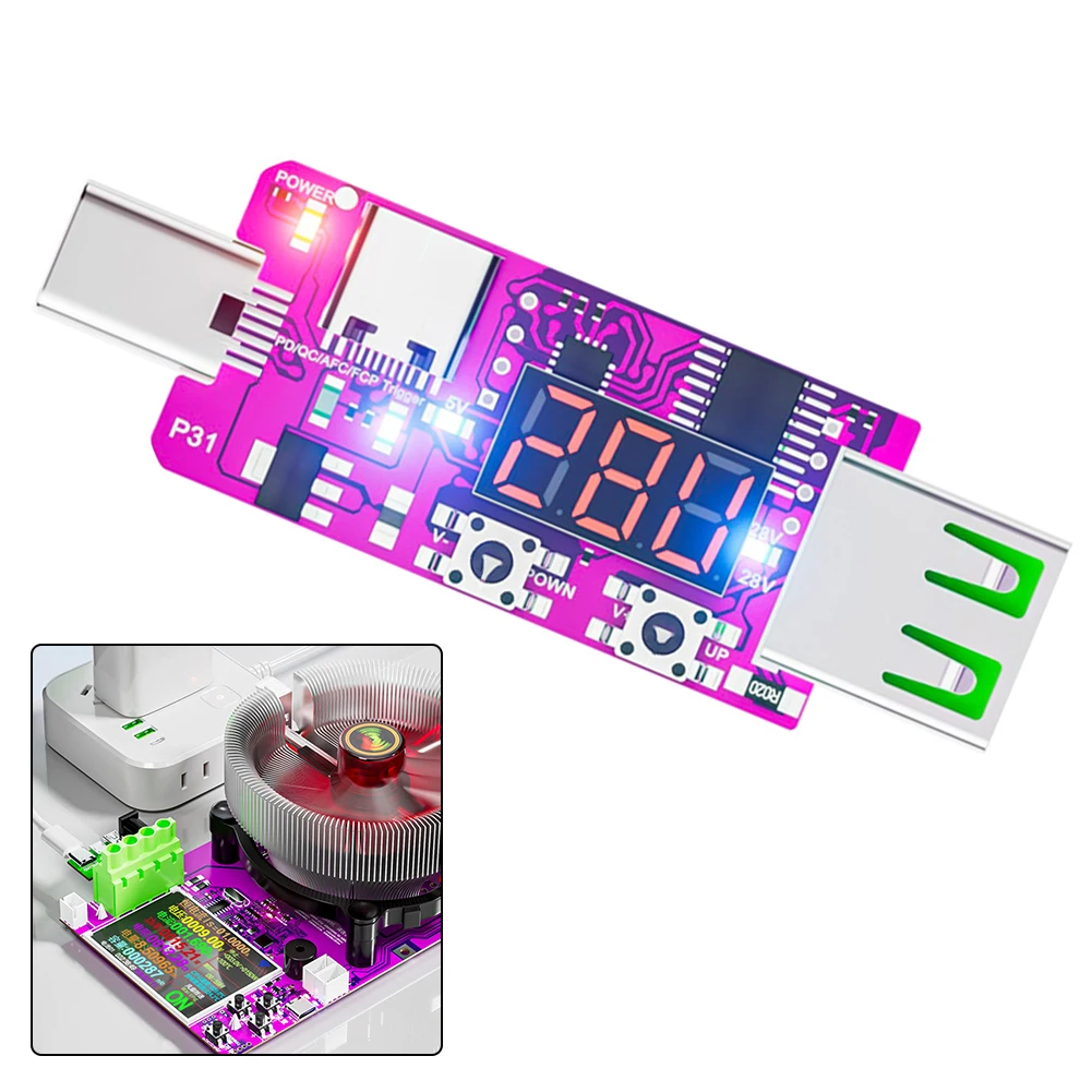 Automatic Fast Charging Trigger Board Digital Voltmeter Ammeter With Power Off Memory For PD QC Voltage Current Detection