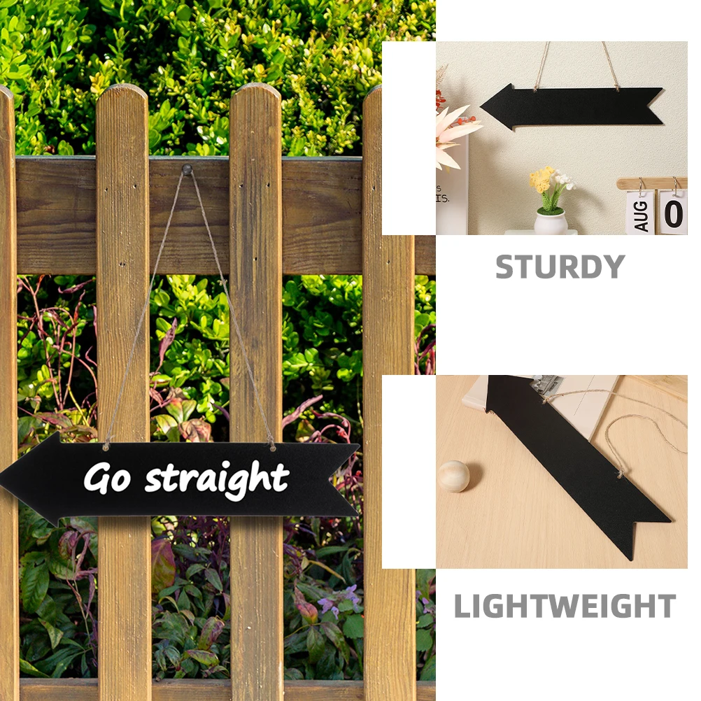 3pcs Wooden Signs Smooth Surface Wall Hanging Arrow Chalkboard Tags Directional Indicators Blackboard Tags Small