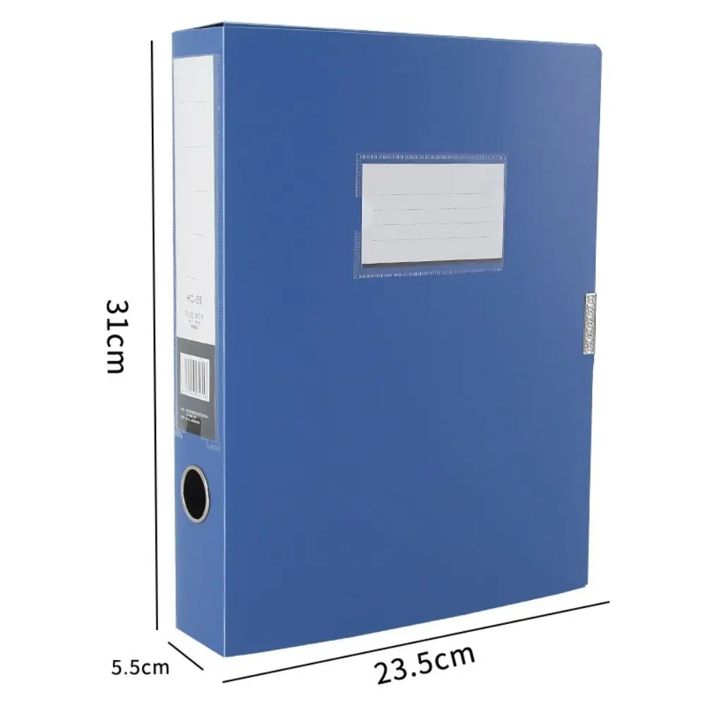 Simple Black Blue A4 File Folder Thickened PP Plastic Paper Storage Box Dustproof Document Case Contract