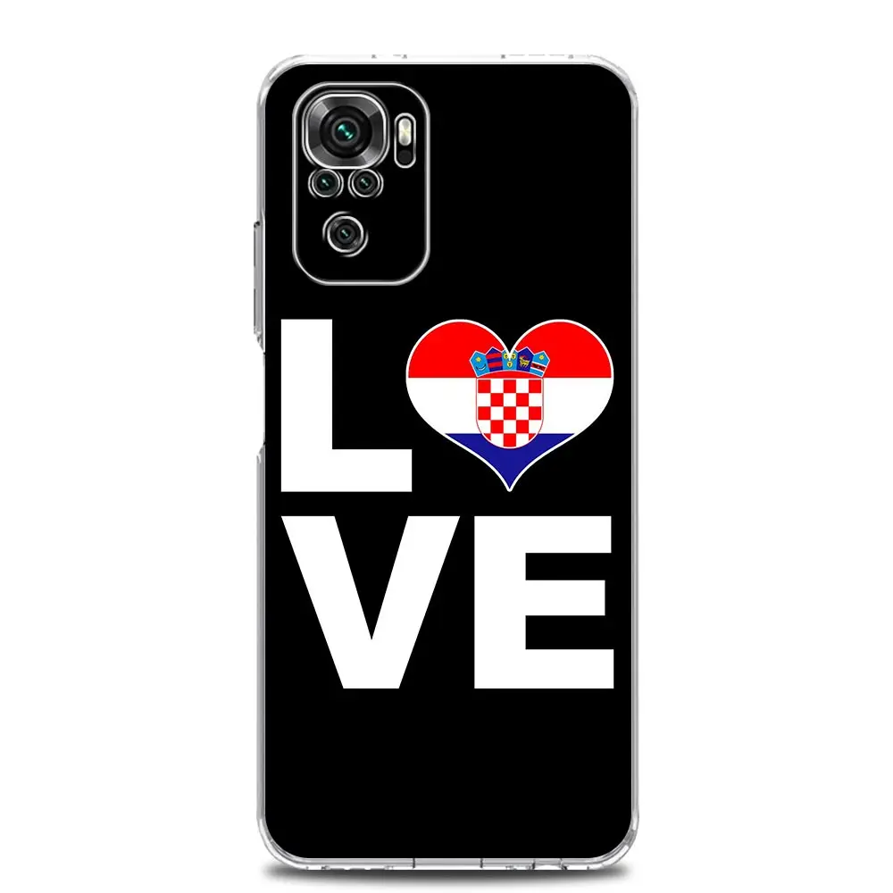 Croatia Flag Soccer Phone Case For Xiaomi Redmi Note 10 9 8 7 9T 8T 9S 11 12 Pro Plus 8A 9A 9C K40 Gaming Cover Clear Coque Soft