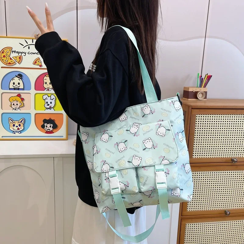 

Kuromi Portable Bag Large Capacity Student School Bag Leisure Hand-Held Make-Up Package Oxford Cloth Kawaii Cartoon