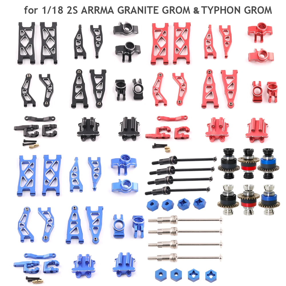 Aluminum Suspension A-arm CVD Drive Shaft differential for 1/18 2S ARRMA GRANITE GROM TYPHON GROM Upgrade Parts Accessories