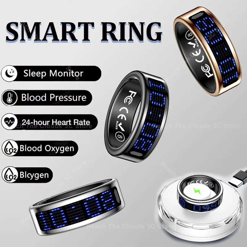 

SR16 Smart Ring With Display Heart Rate Blood Oxygen Health Sleep Monitoring Step Counting Remote Photo Capture Bluetooth Ring