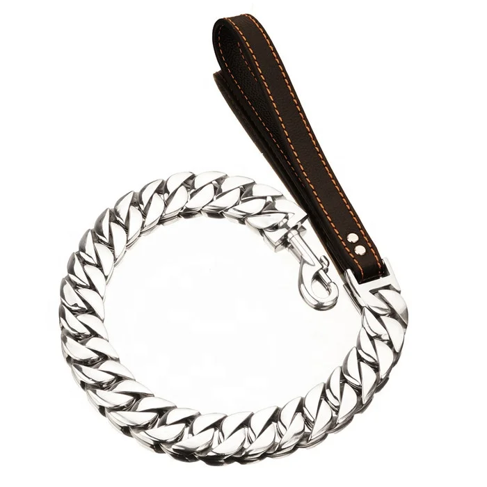 

30mm Stainless Steel Non-corrosion Metal Chain Cuban Links Big Bulldog Dog Chain Leash Necklace