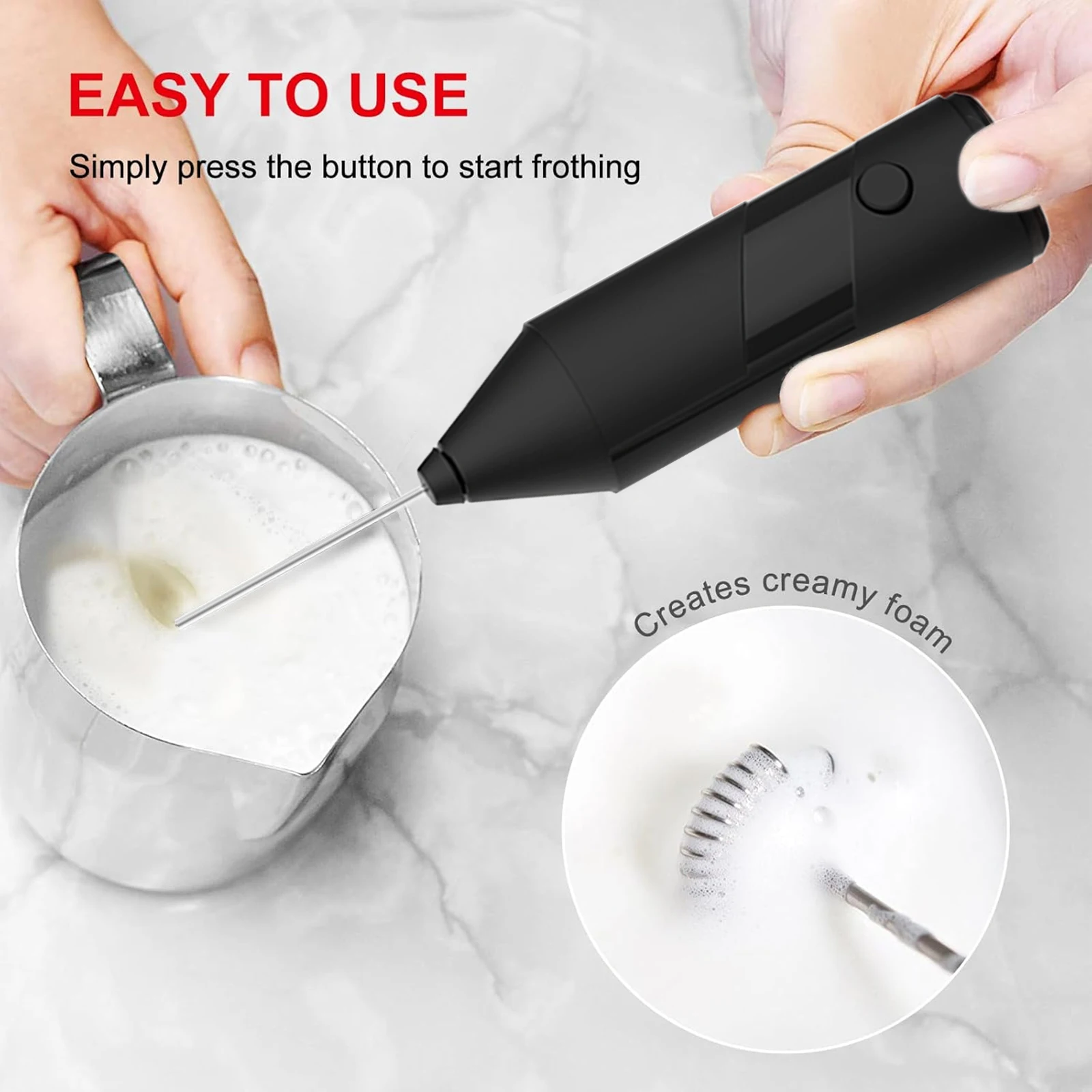 휴대용 전기 우유 거품기 강력한 우유 거품기 커피 라떼 및 우유에 적합