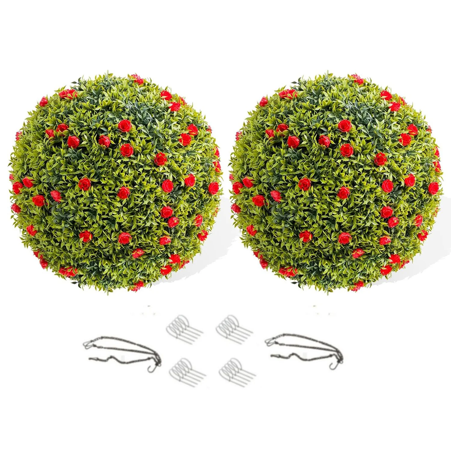 2 boules de fleurs artificielles, boules de topiaire, fausses boules décoratives en buis, boules suspendues en verdure pour balcon, mariage,