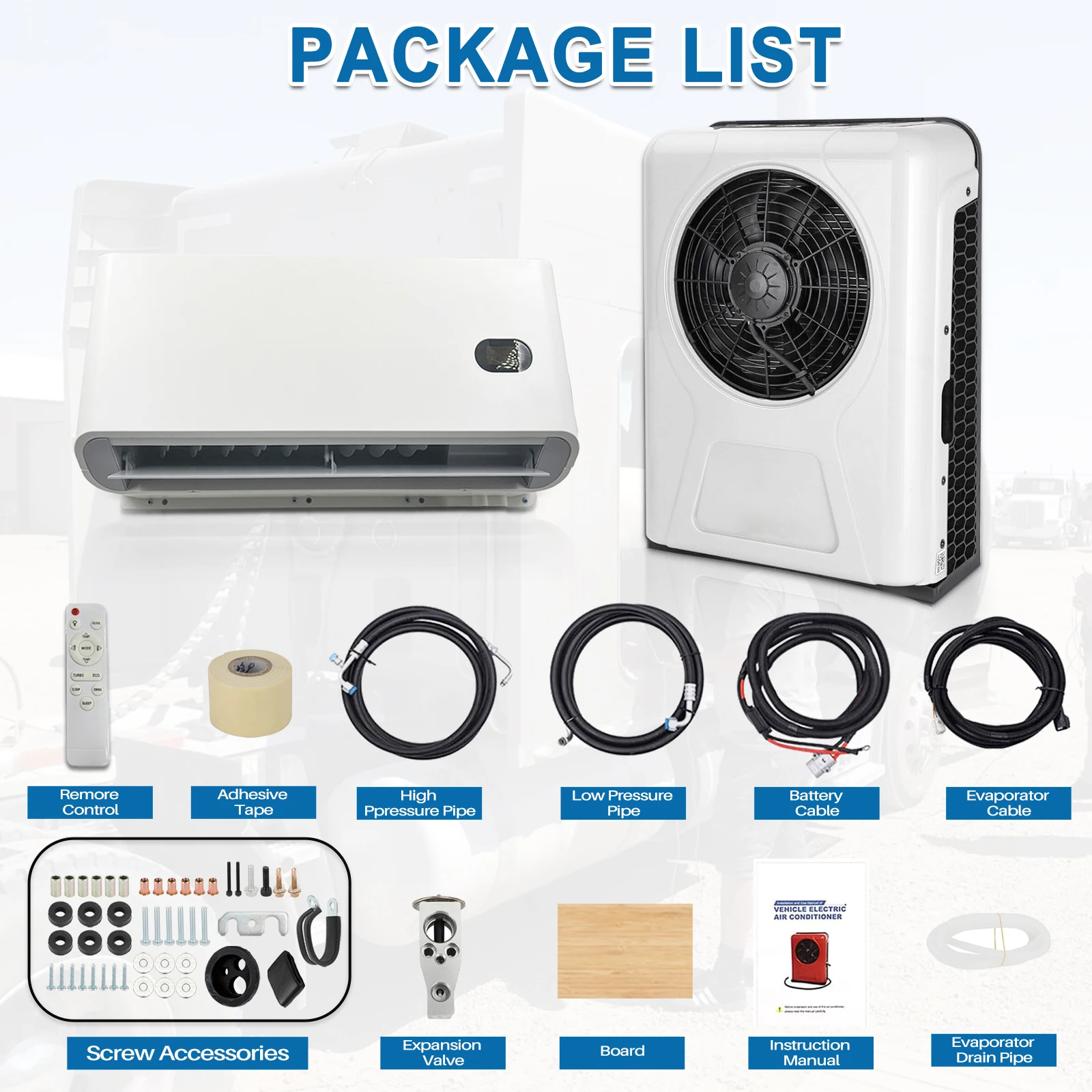 Treeligo 10500BTU Auto Elettrica Parcheggio Raffreddamento Condizionatore D'aria 12V/24V Split Aria AC Unità per Camion Roulotte Camper Van RV