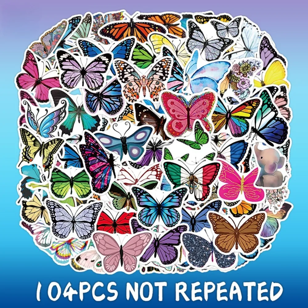 104-Piece Elegant Butterfly Stickers - Decorative Decals for Notebooks, Phone Cases, Backpacks & Laptops Giajar Sticker Store