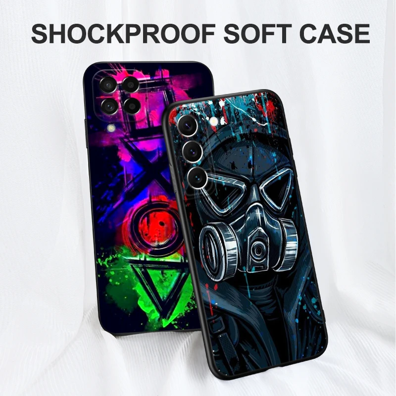 Black tpu Case For Samsung galaxy A54 A34 A14 5G A04 NOTE 20 10 9 PLUS ultra+ cover Cool Man Antigas mask