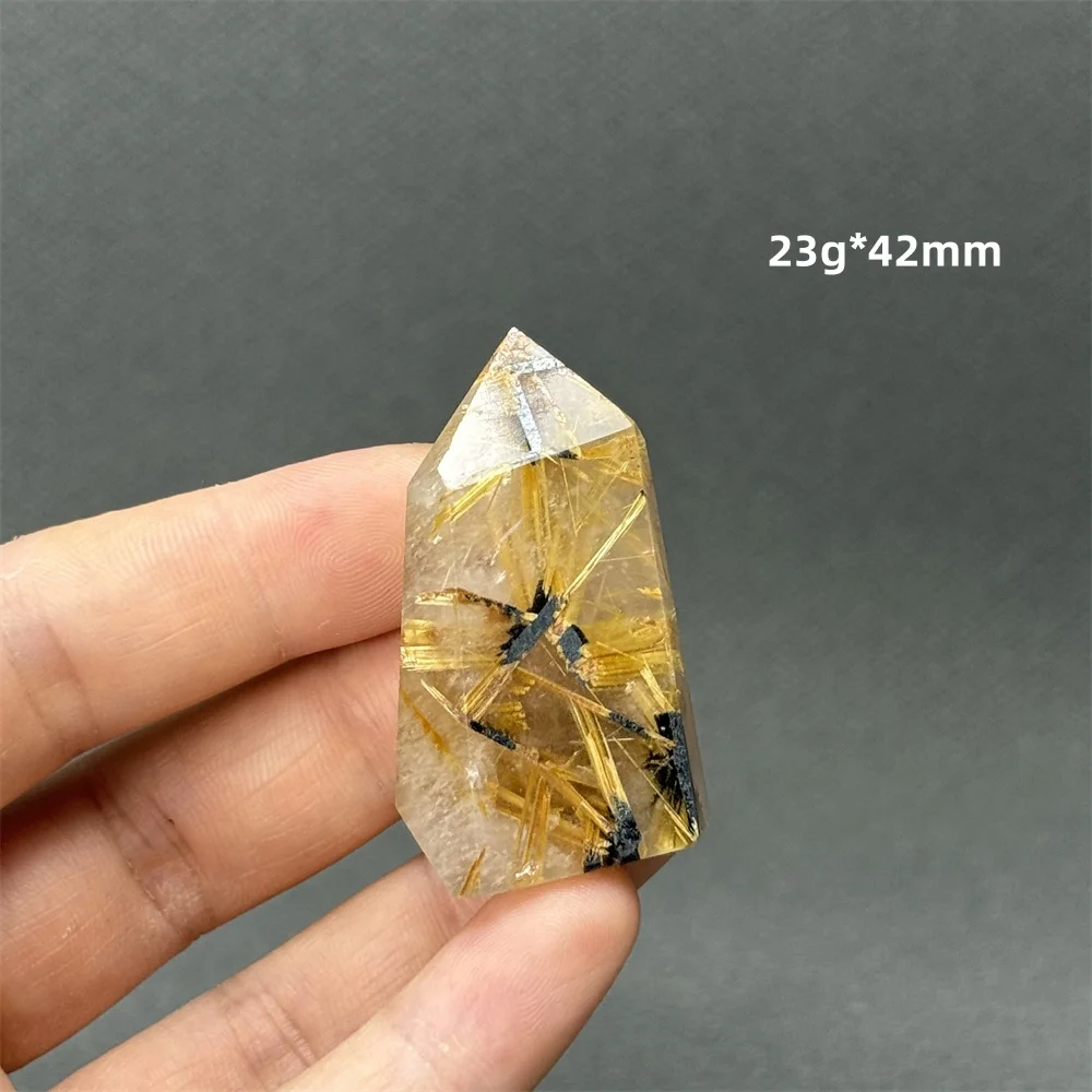 Natural Gemstone Golden Red Hair Crystal Tower Point Aura Energy Wand Meditation Treatment Quartz Mineral Home Ornaments Gift