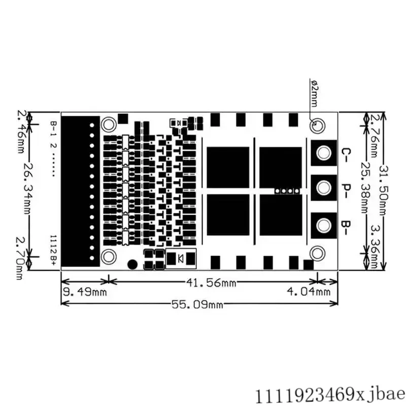6S~13S 25A High Current Li-fepo4 Battery Charging Protection Board No Equalization Function Same Port/Split Port Wiring view 3