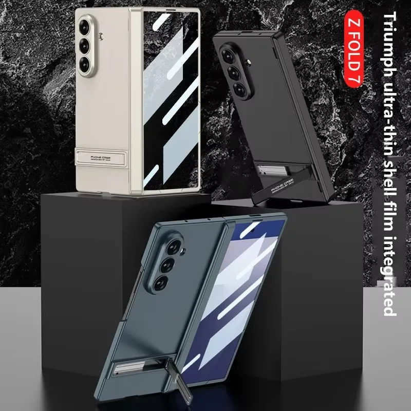 

360 Full Protective Magnetic Hinge Stand Case For Samsung Galaxy Z Fold 7 6 5G With Screen Glass Protector Film Shockproof Cover