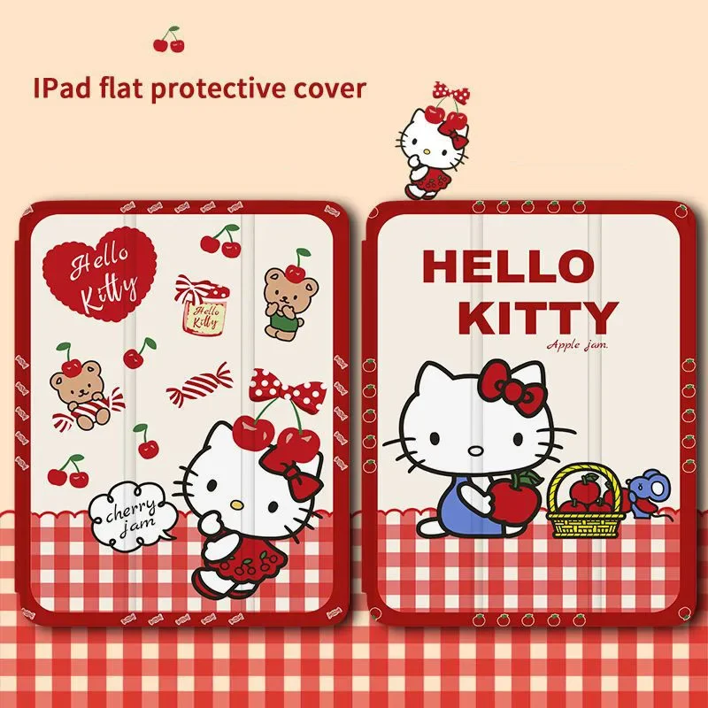 

Чехол для iPad 10-го поколения Kawaii Hello Kitty Pro 11 10,2 7-го 8-го 9-го iPad 11 дюймов A16 Mini 7 4 5 Air 6 Силиконовый смарт-чехол