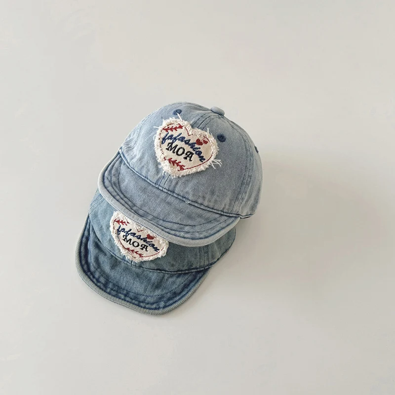 

Kids Blue Denim Duck Tongue Hat Fashion Letter Baby Peaked Cap Children Cowboy Baseball Hats 3-20M Kids Outdoor Sunshade Visors