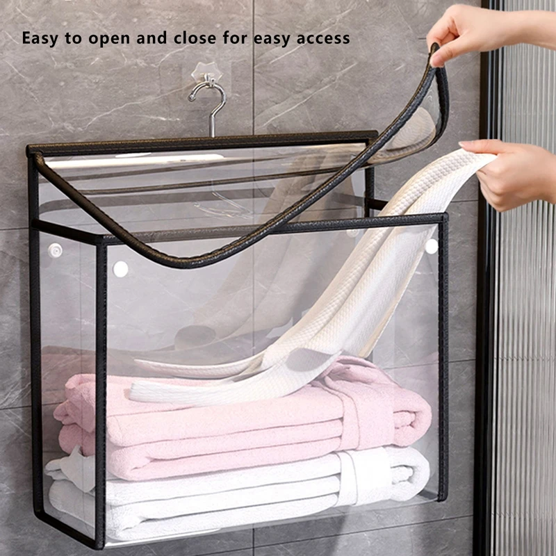 Hanging Shower Waterproof Black and White Hanging Bag Transparent Shower Room Space Saving Wall Mounted Shower Wash Bag