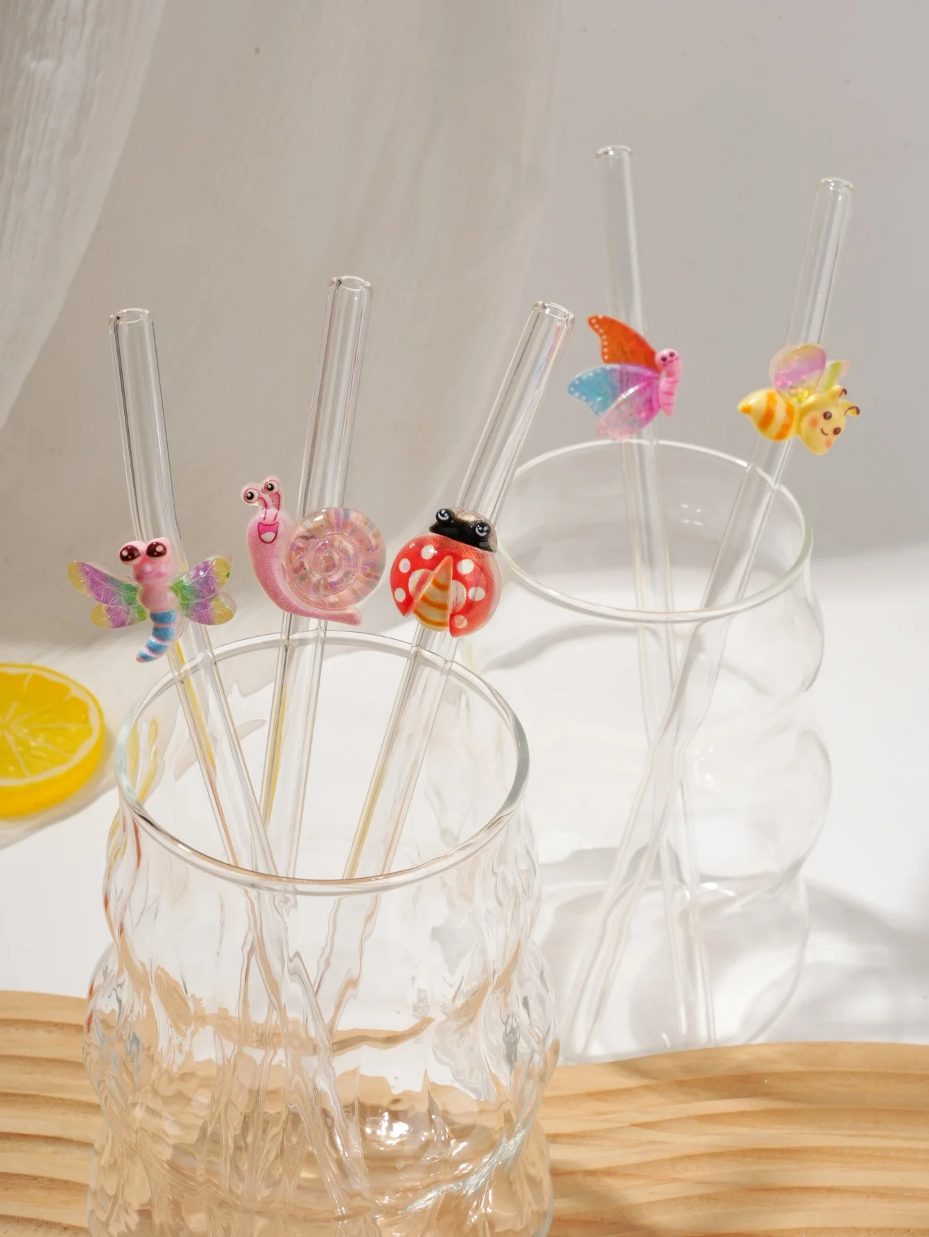 5PCS Bendable transparent decorative drinking straw, popular beach & graduation table accent, delicate gift picks