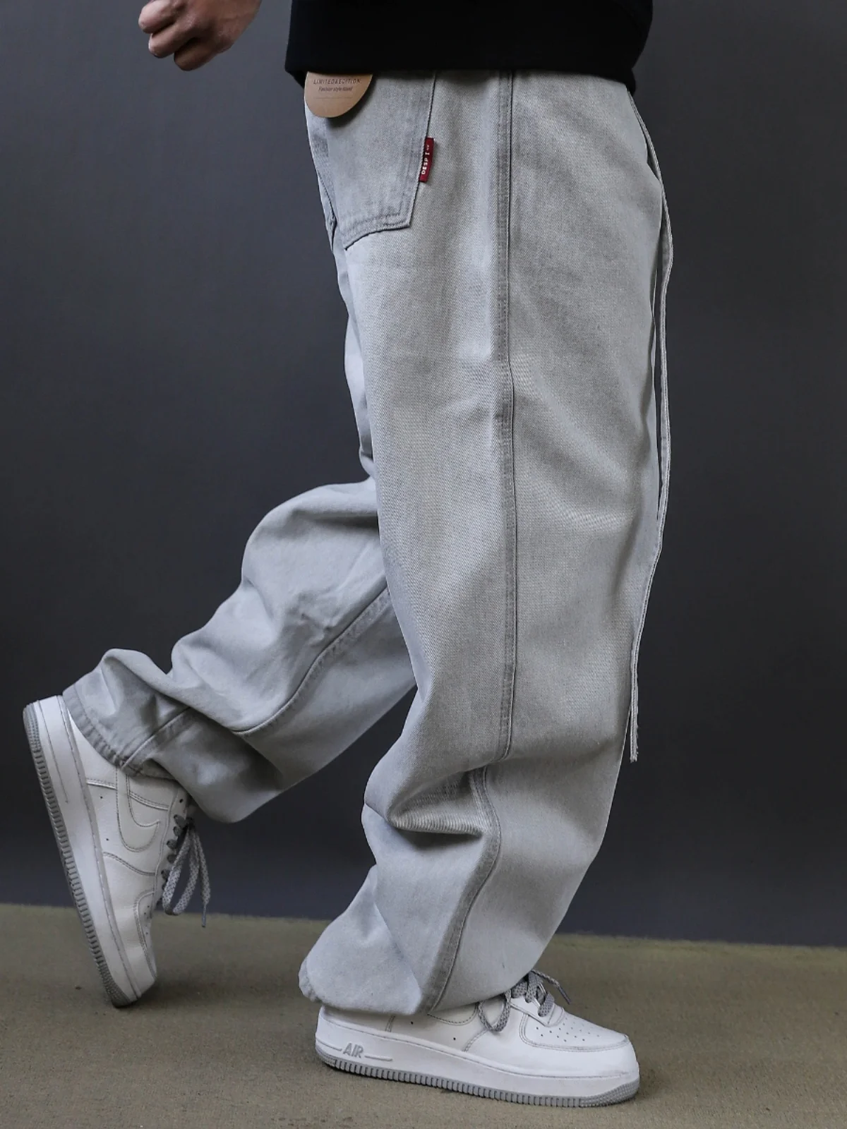 

Мужские свободные джинсы прямого кроя для весны и осени, модные широкие брюки в стиле High Street, стильная повседневная одежда