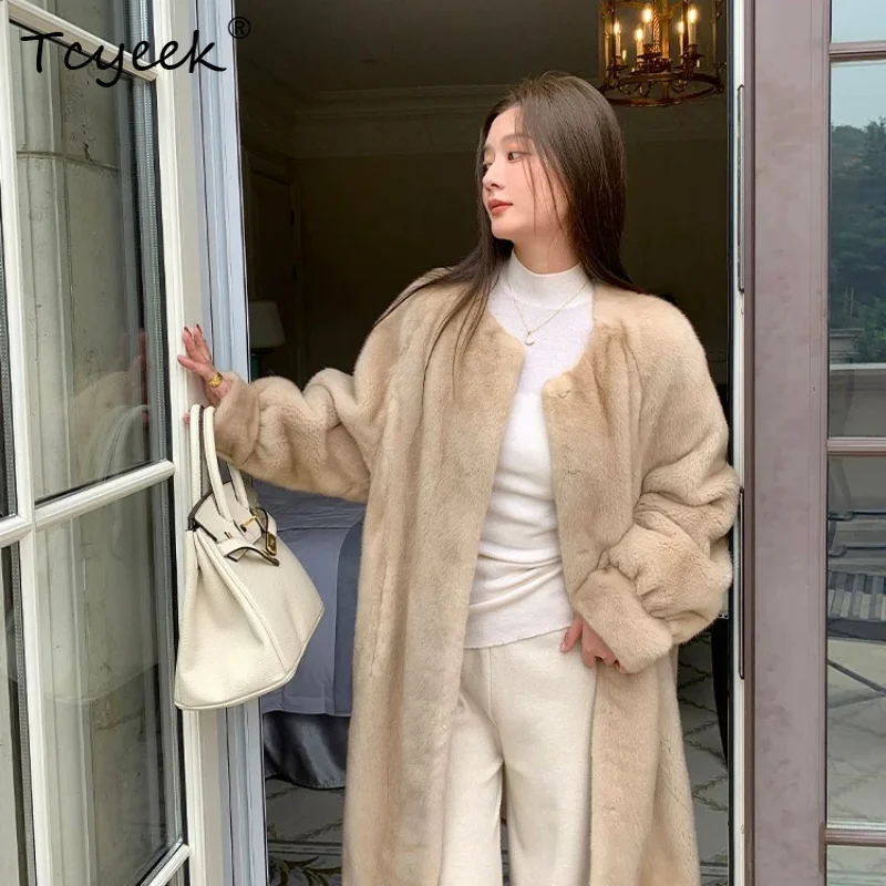

Tcyeek Luxury Natural Mink Fur Coat Women Whole Mink Mid-length Woman New in Coats Fashion Winter Clothes 92cm Fourrure Femme