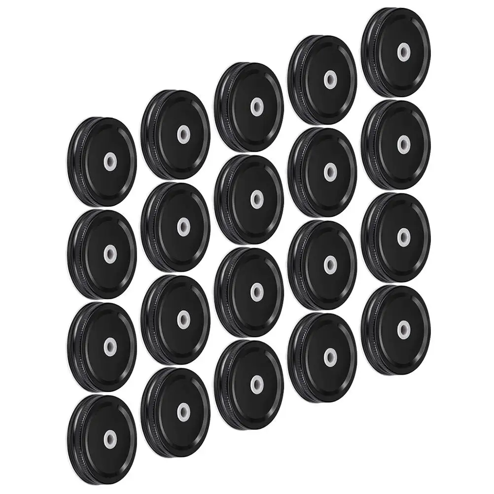 

20 Pcs Tinplate Jar Lids With Straw Hole Leak Proof Reusable Sealing Metal Replacement Covers For Canning Jars Mason Boxes