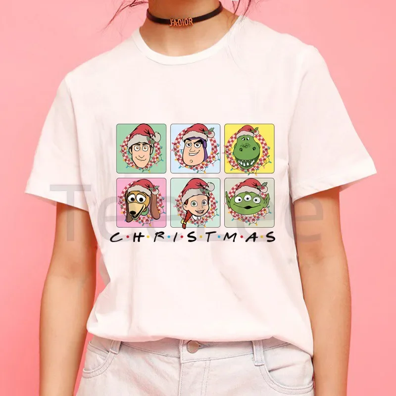 Christmas Time Graphic Print Toy Story T-shirt Women Harajuku Aesthetic Tops Tshirt Tee Fashion Y2k Clothing Female T Shirt