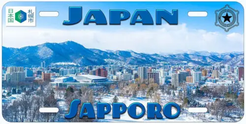 Sapporo paisaje urbano Japón novedad matrícula de coche de aluminio