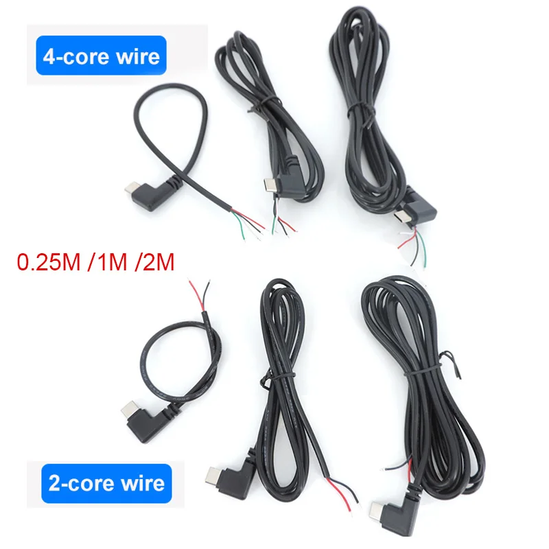 USB Type C Male Female Plug Power Supply Charger Connector 2 Pin 4 Pin USB-C DIY Repair Cable Welding Type Wire 0.25M 1M 2M