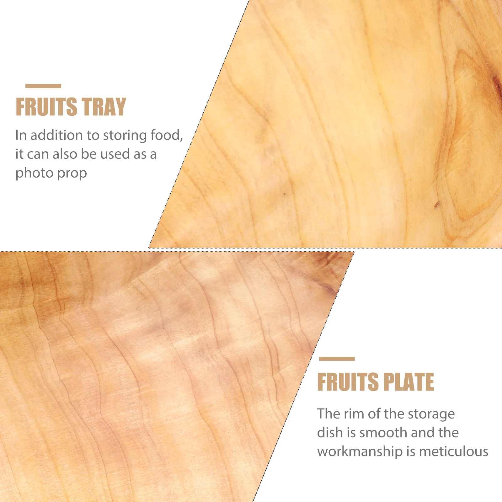 

1 Solid Wood Fruit Bowl Large Size Rustic Kitchen Decorative Tray Plate Storage Holder Smooth Rim Photo Prop