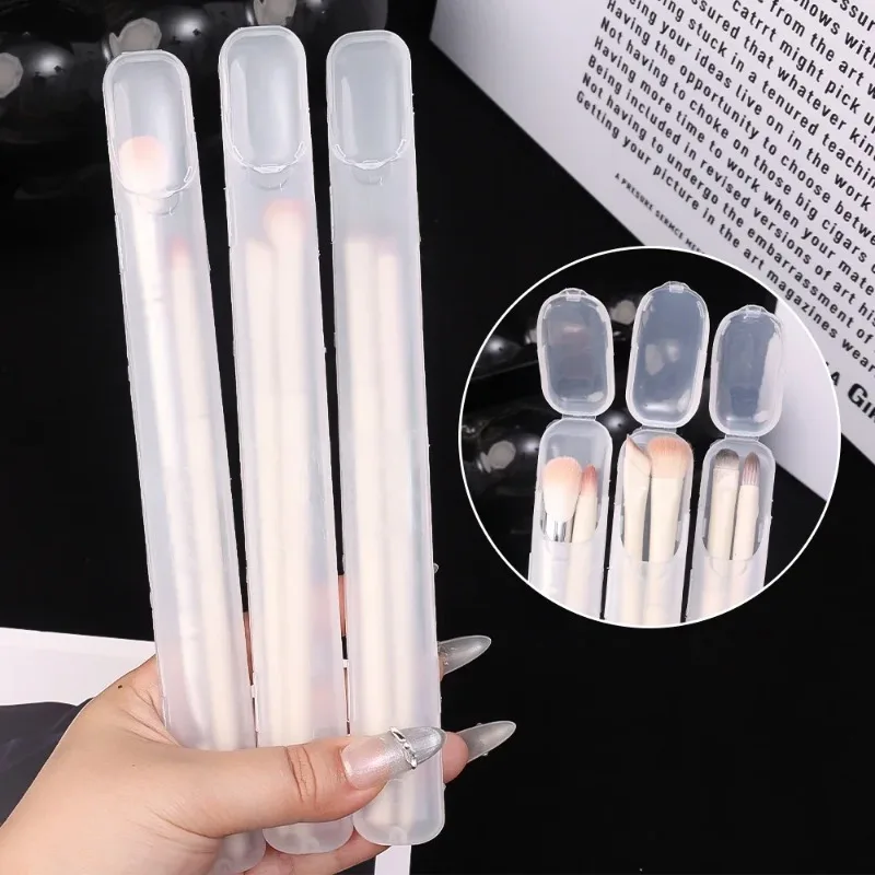 Portable Transparent Makeup Brush Storage Box Kitchen Eye Pencil Travel Accessory with Cover Organizer Case Beauty Tool