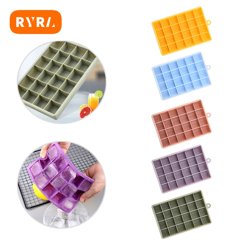 Silicone Tray 24-hole Silicone Tray With Lid Cocktail Tray Mold Square Box Wine Cream Mold Ice Maker Bar Kitchen Tool