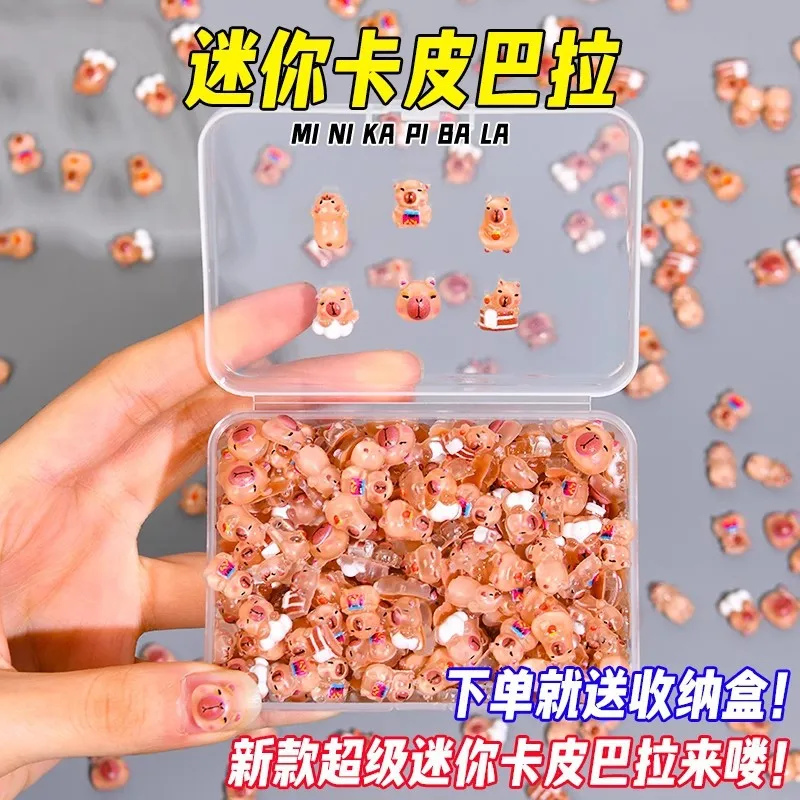 Super mini kapibara mini zabawka lalka dla dziewczynki zabawka kreskówkowa figurka wydry element dekoracyjny akcesorium do zdobienia paznokci DIY